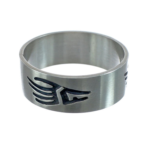 Navajo Authentic Sterling Silver Bear Paw Band Ring Size 14-1/4 AX125803